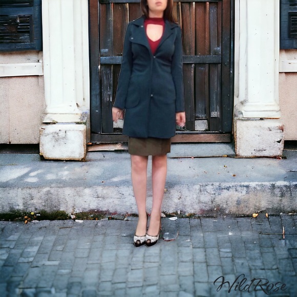 DVF DIANE VON FURSTENBERG Green Snap Trench Jacket SZ 4 - Picture 1 of 17